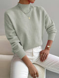 Women's Mock Turtleneck Relaxed-Fit Long-Sleeve Sweater - Light Green