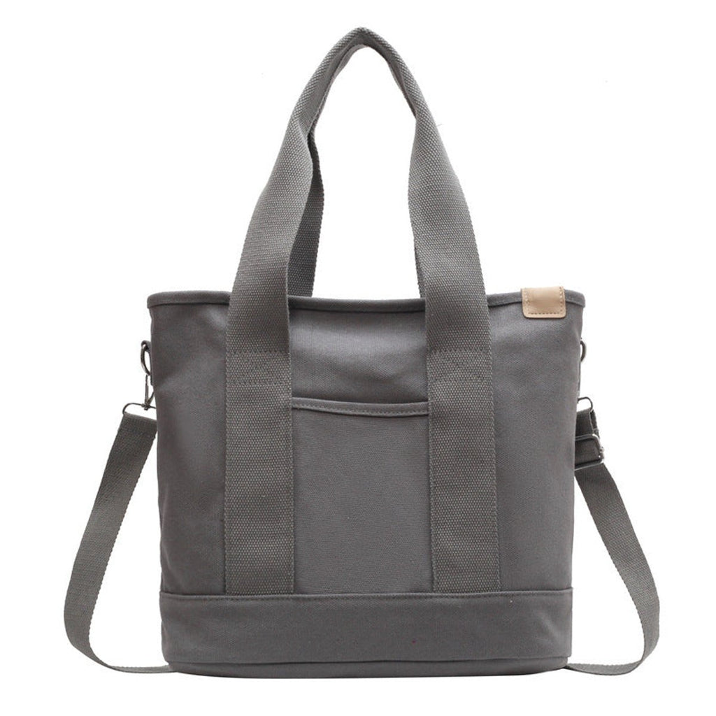 Women's Multifunctional Canvas Tote Bag Adjustable Crossbody Shoulder - Grau