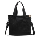 Women's Multifunctional Canvas Tote Bag Adjustable Crossbody Shoulder - Schwarz