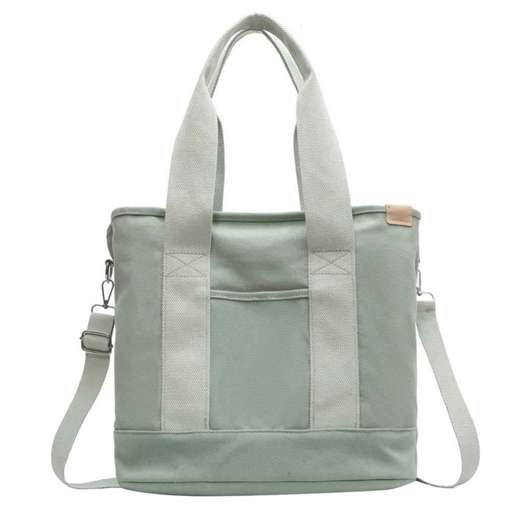 Women's Multifunctional Canvas Tote Bag Adjustable Crossbody Shoulder - Grün