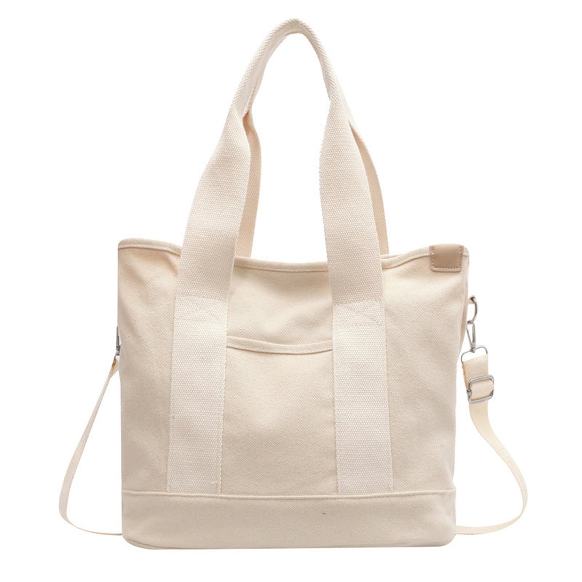 Women's Multifunctional Canvas Tote Bag Adjustable Crossbody Shoulder - Weiß