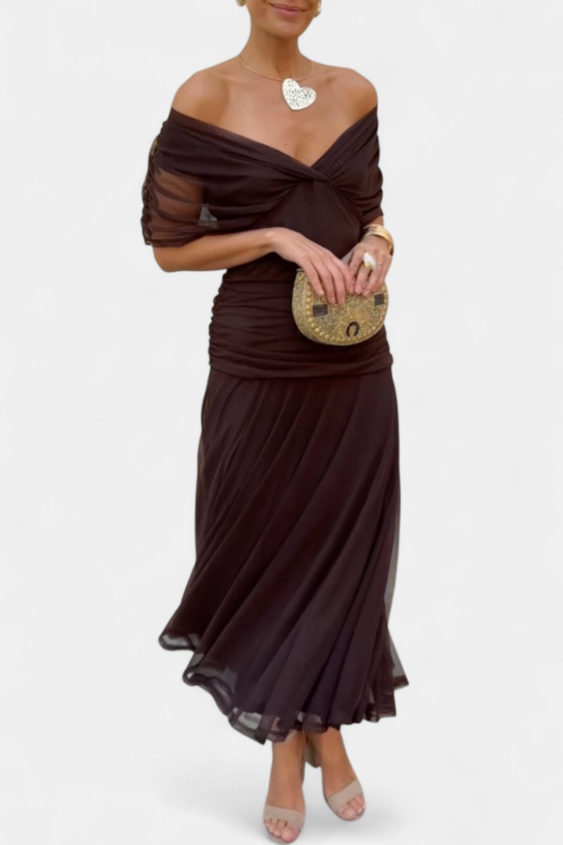 Women's Off-Shoulder Flowing Maxi Cocktail Party Dress