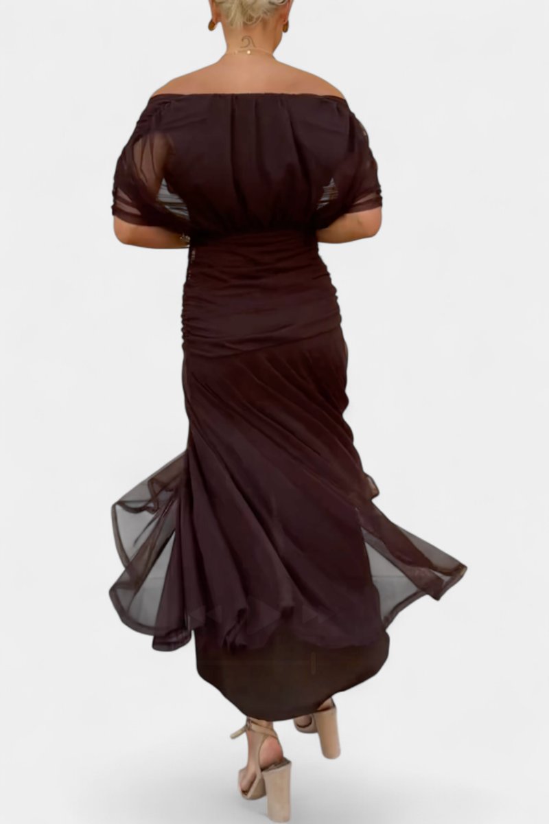 Women's Off-Shoulder Flowing Maxi Cocktail Party Dress