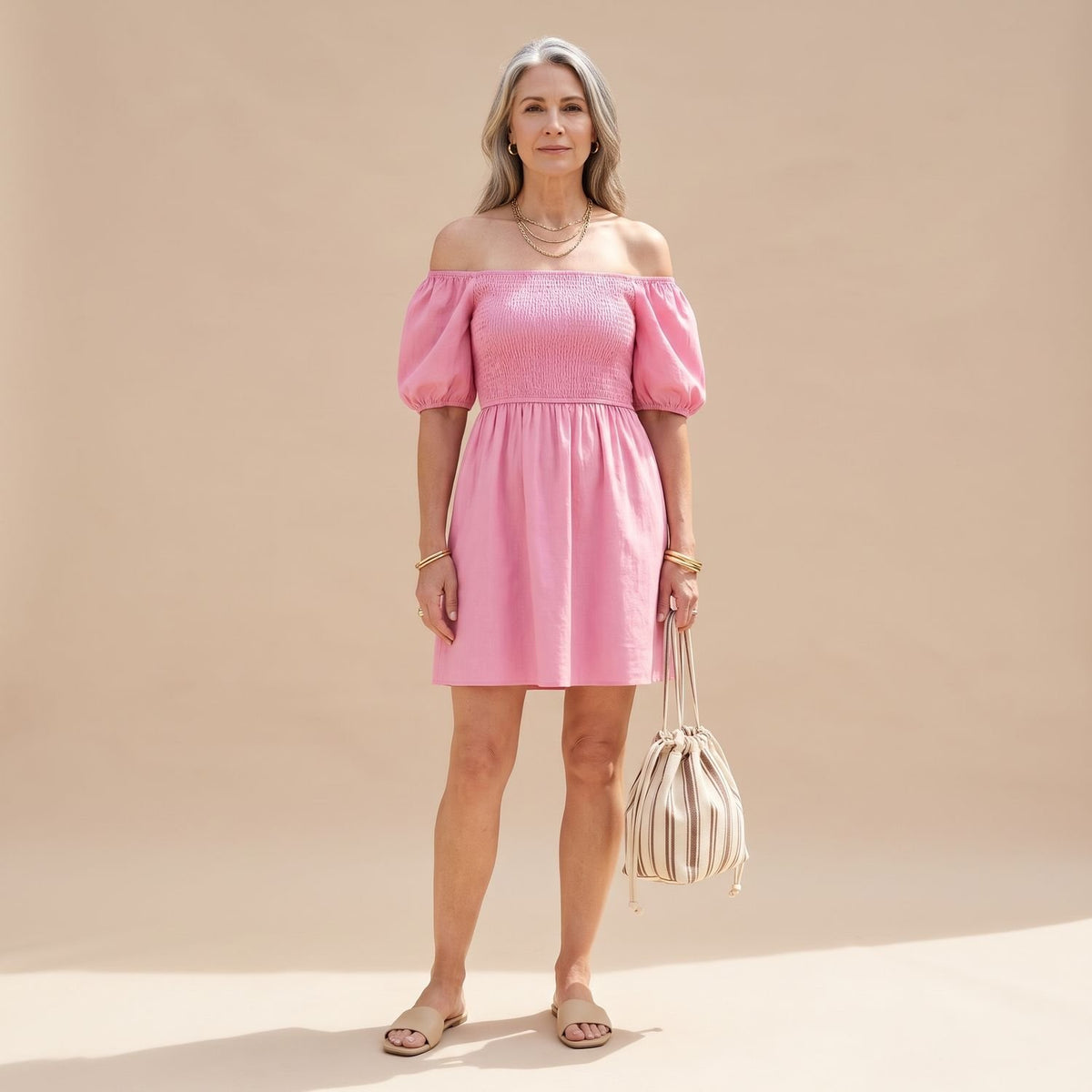 Women's Off the Shoulder Puff Sleeve Long Sleeve Mini Dress