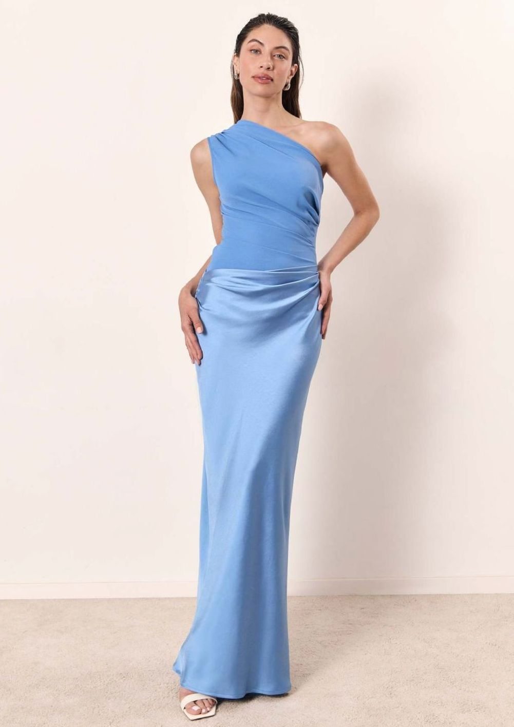 Women's One-Shoulder Asymmetric Neckline Elegant Maxi Dress