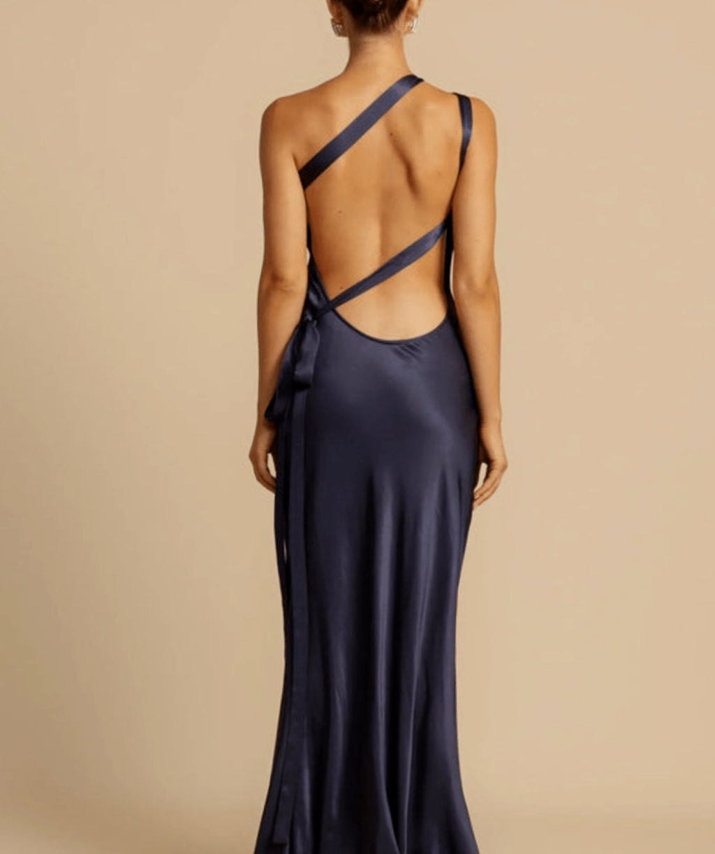 Women's One-Shoulder Satin Maxi Gown Christmas Party Dress