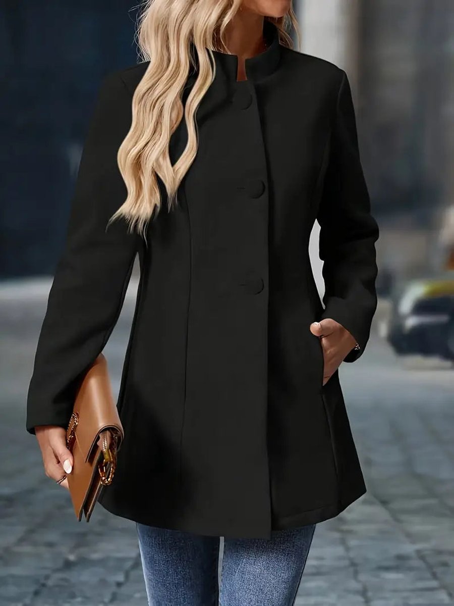 Women's Open-Front Stand-Collar Blazer Coat