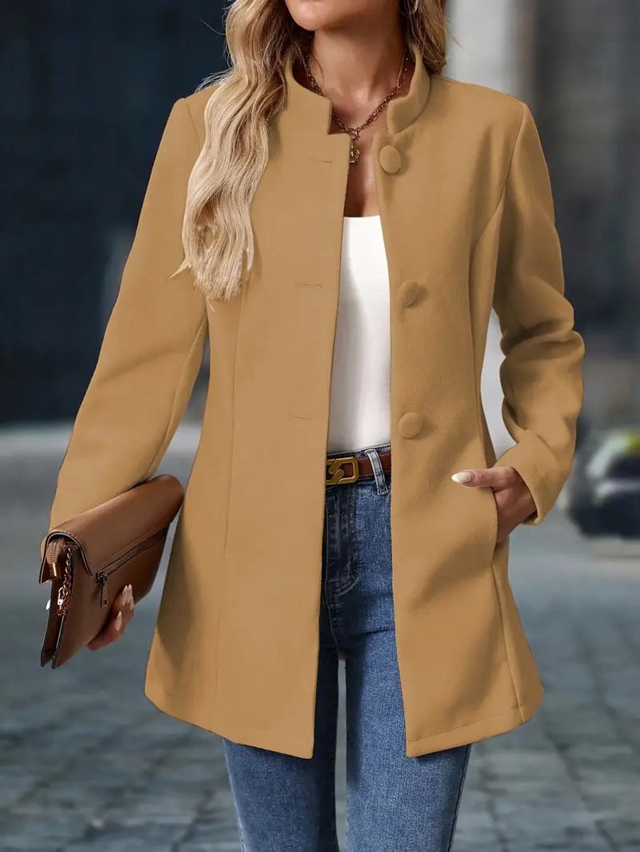 Women's Open-Front Stand-Collar Blazer Coat