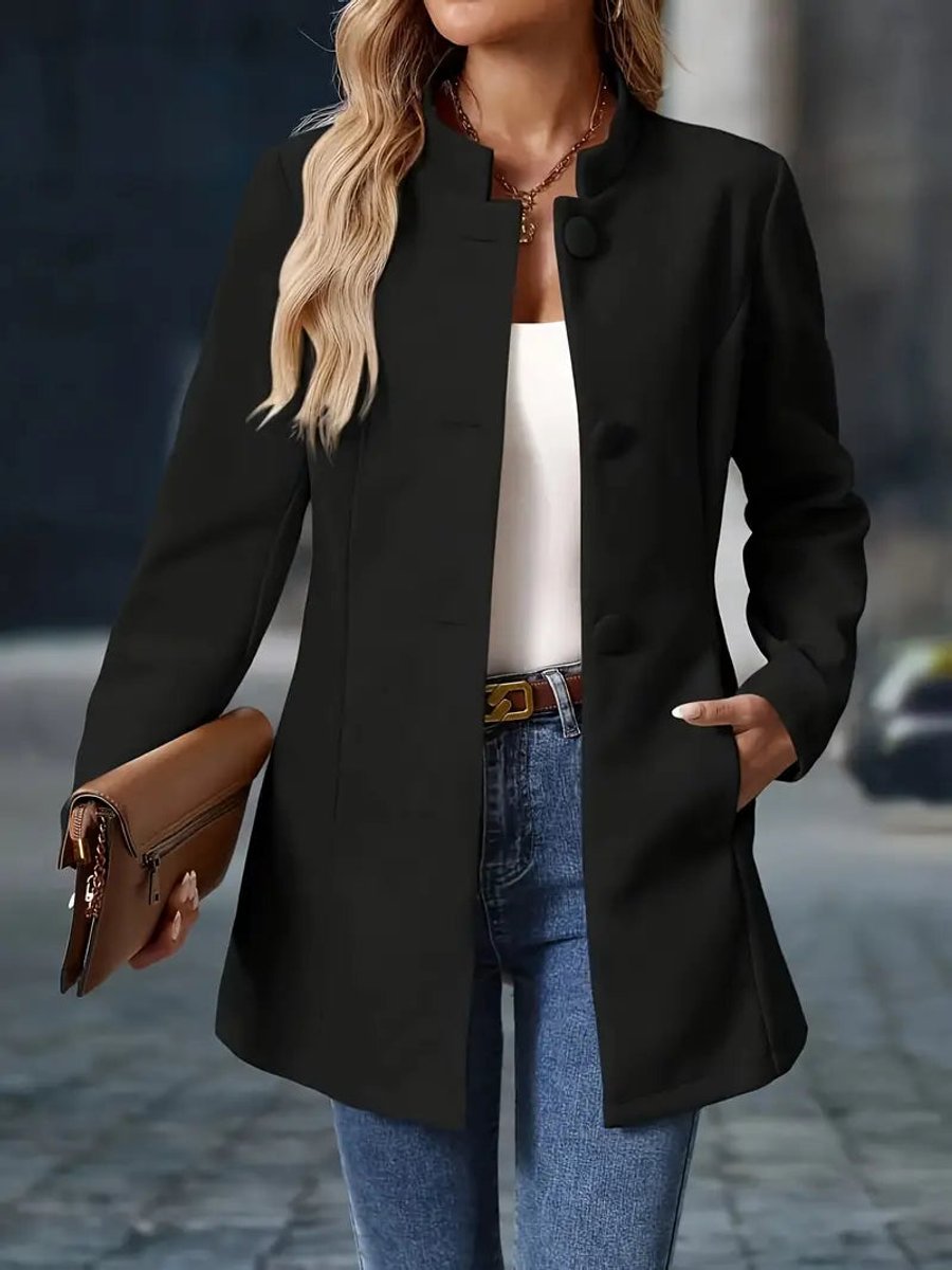 Women's Open-Front Stand-Collar Blazer Coat