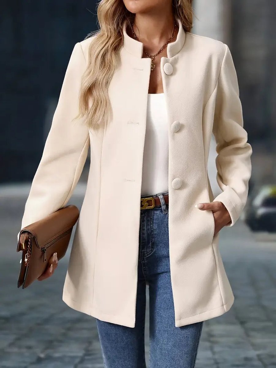 Women's Open-Front Stand-Collar Blazer Coat