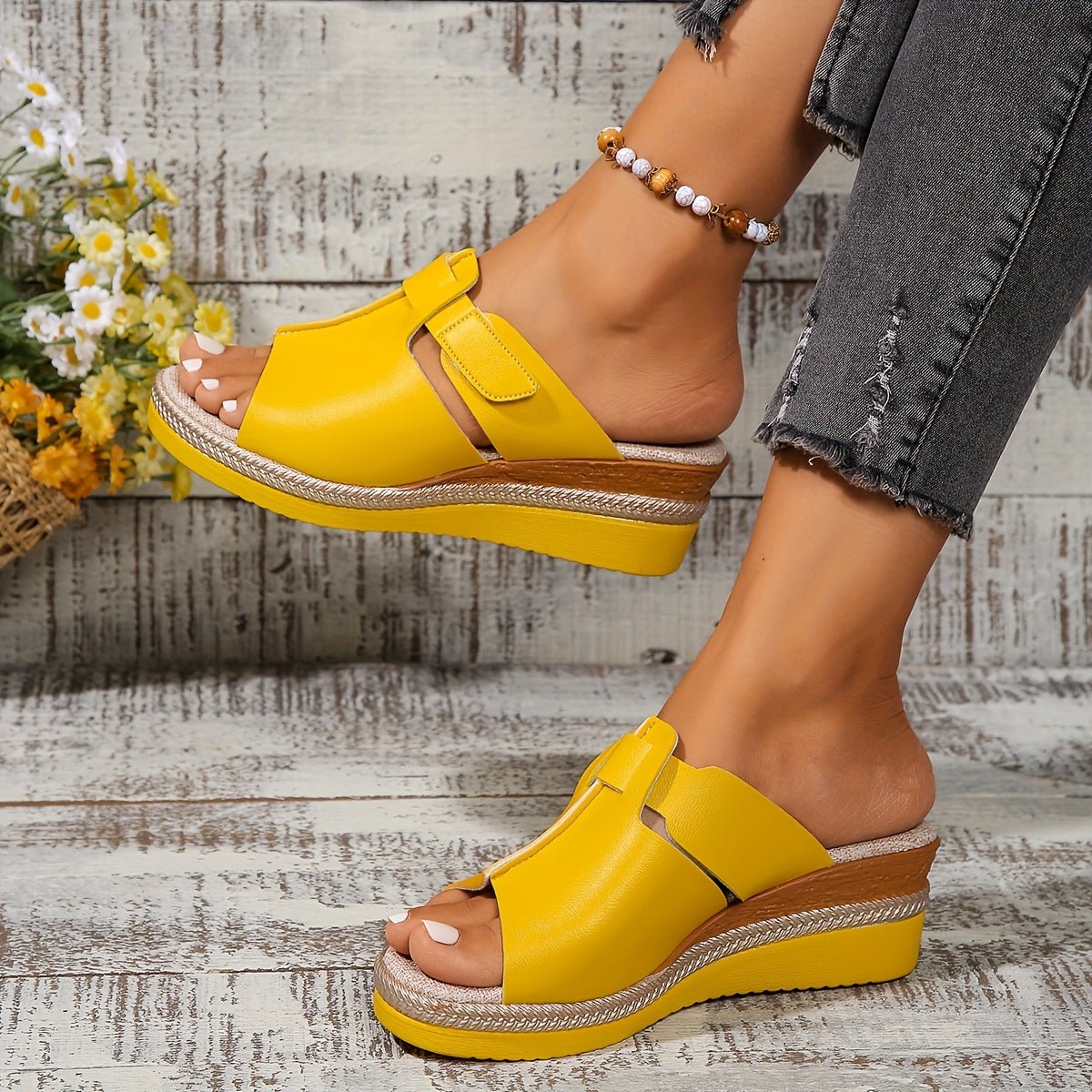 Women's Open-Toe Wedge Velcro Comfortable Sandals