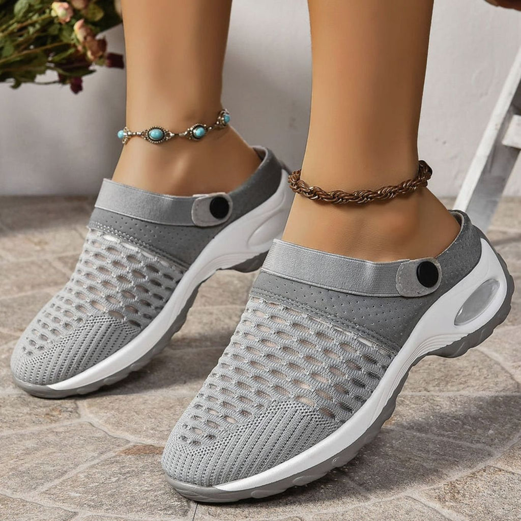 Women's Orthopedic Air Cushion Slip-On Walking Mule Sneakers - Gray