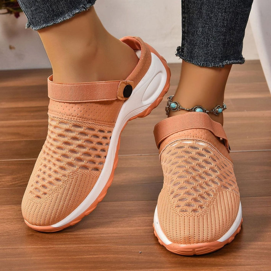 Women's Orthopedic Air Cushion Slip-On Walking Mule Sneakers - Orange
