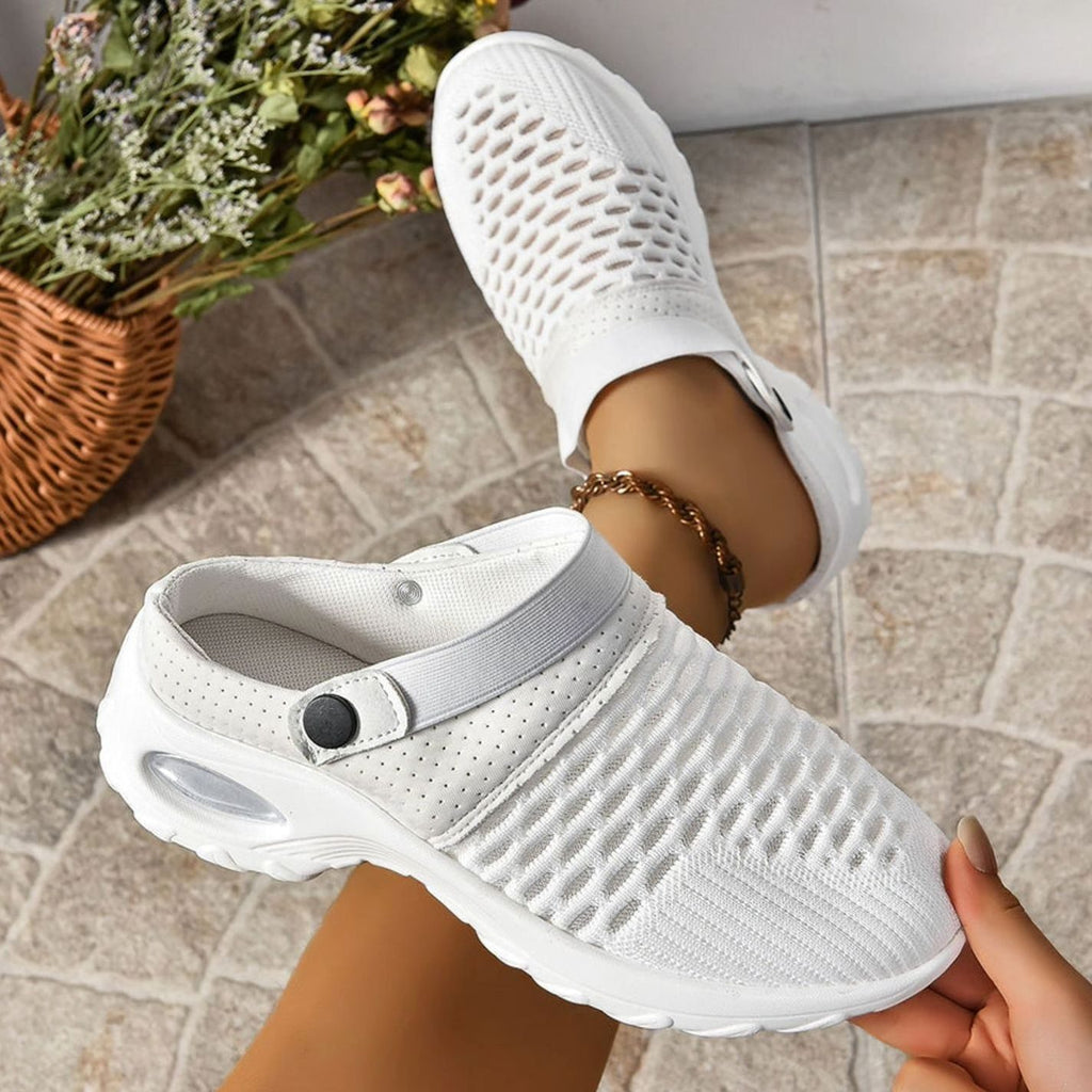 Women's Orthopedic Air Cushion Slip-On Walking Mule Sneakers - White