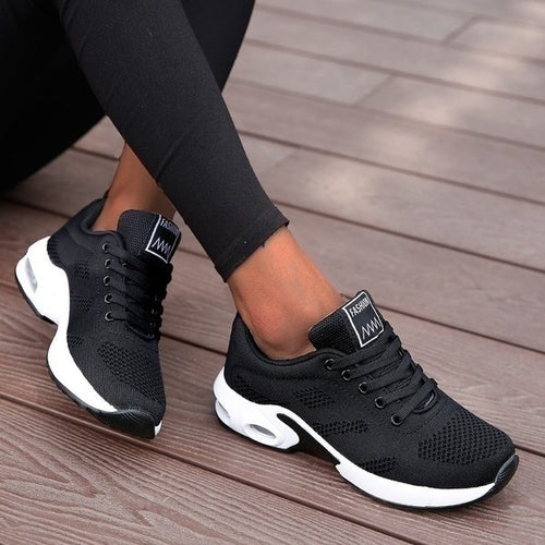 Women's Orthopedic Breathable Mesh Athletic Sneakers - Zwart