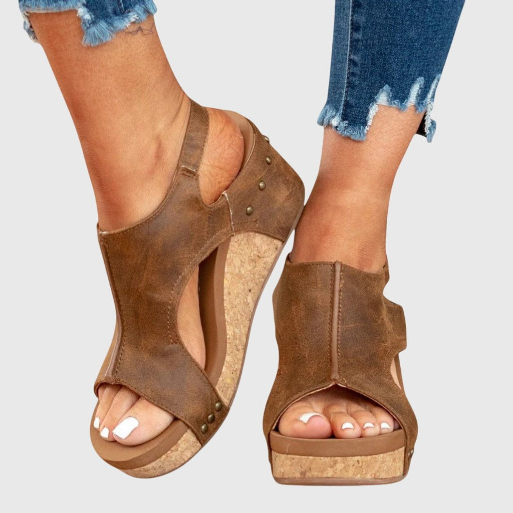 Women's Orthopedic Cork Wedge Slingback Comfortable Sandals