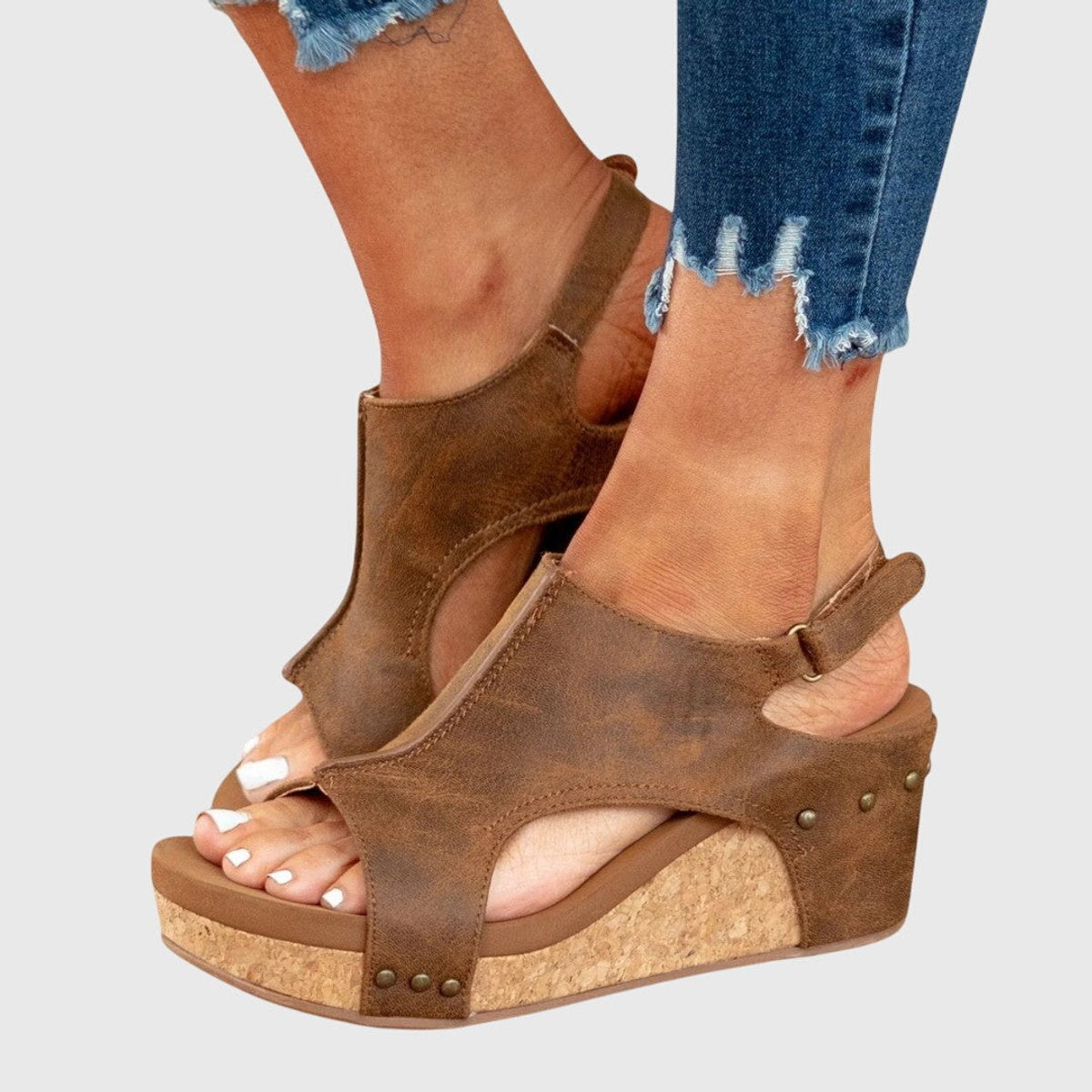 Women's Orthopedic Cork Wedge Slingback Comfortable Sandals