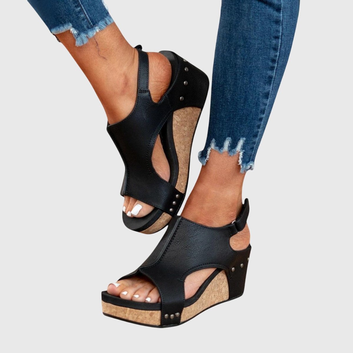 Women's Orthopedic Cork Wedge Slingback Comfortable Sandals