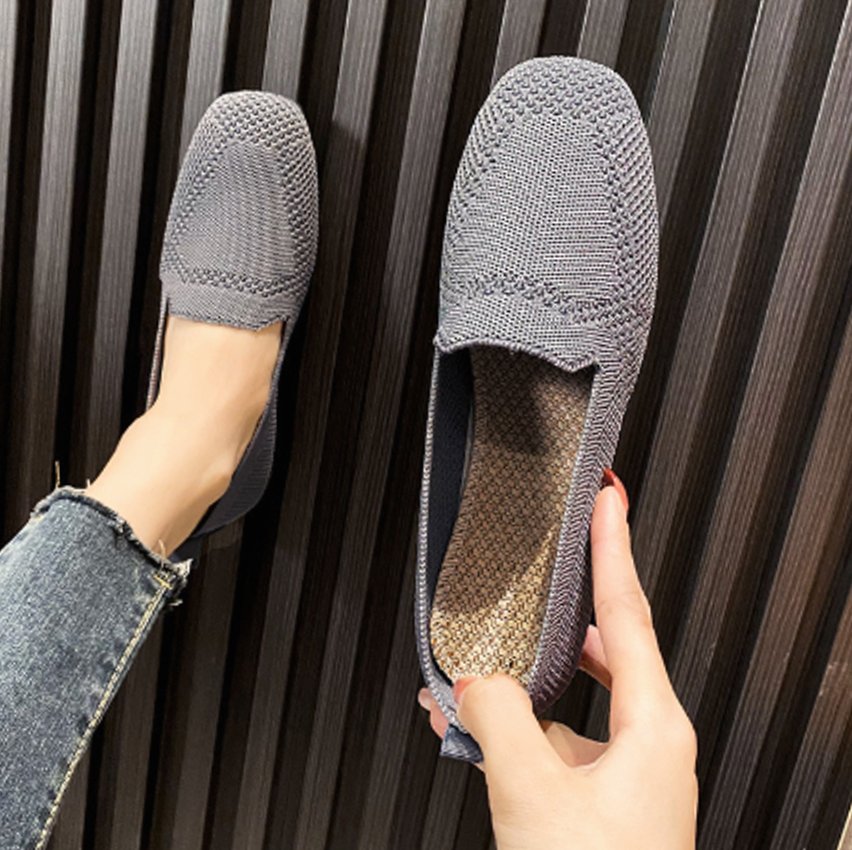 Women's Orthopedic Cushioned Slip-On Square-Toe Loafers - Grey
