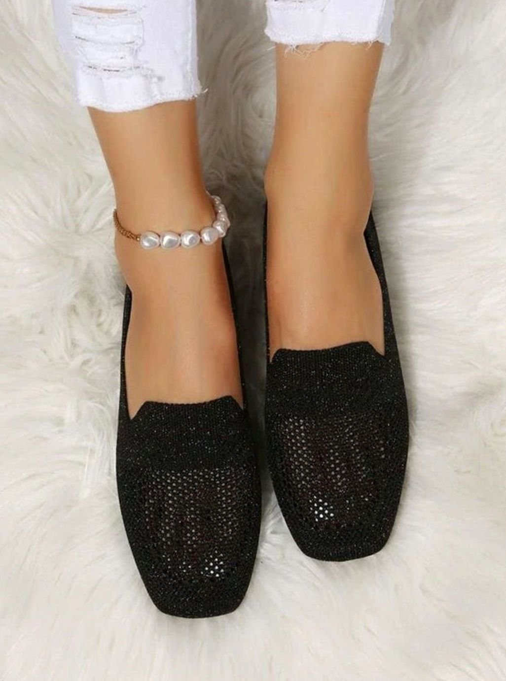 Women's Orthopedic Cushioned Slip-On Square-Toe Loafers - Black
