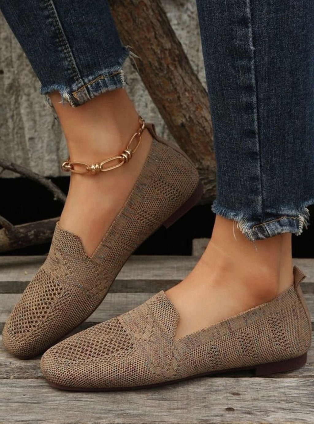 Women's Orthopedic Cushioned Slip-On Square-Toe Loafers - Khaki