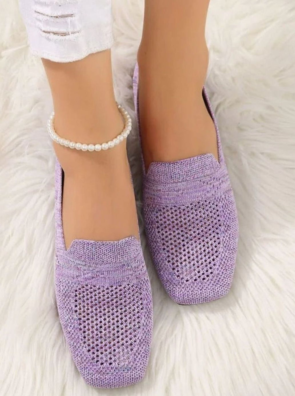 Women's Orthopedic Cushioned Slip-On Square-Toe Loafers - Purple