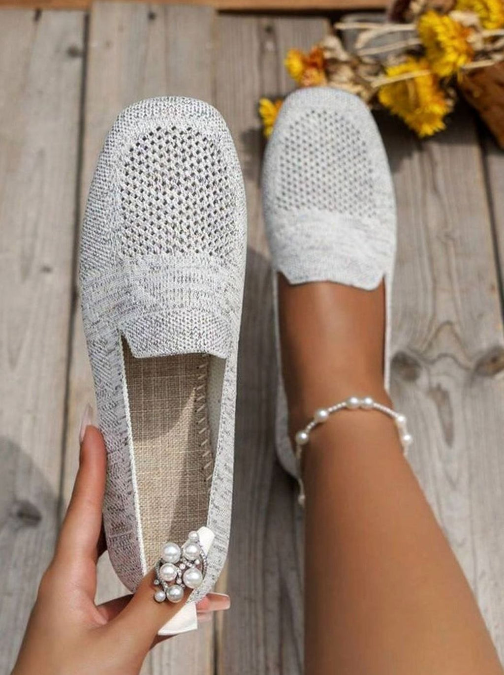 Women's Orthopedic Cushioned Slip-On Square-Toe Loafers - White