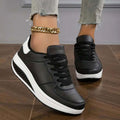 Women's Orthopedic Lace-Up Platform Comfort Sneakers - Black