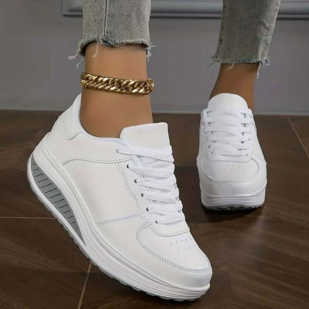Women's Orthopedic Lace-Up Platform Comfort Sneakers - White