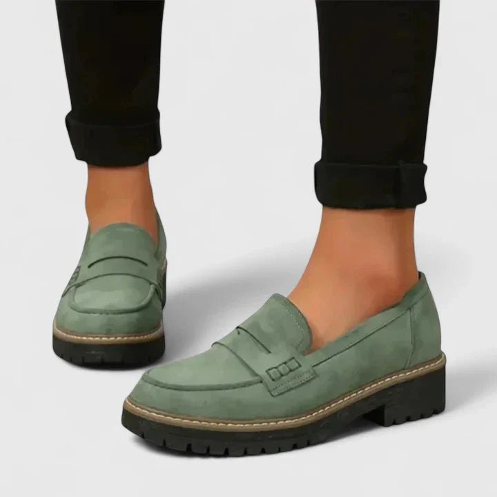 Women's Orthopedic Loafers Slip-On Comfort Chunky Sole - Green