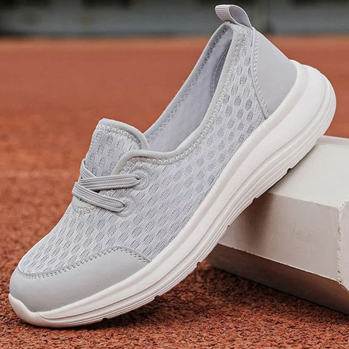 Women's Orthopedic Memory-Foam Arch-Support Slip-On Sneakers - Gray
