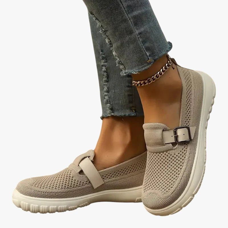 Women's Orthopedic Mesh Slip-On Sneakers with Arch Support - Beige