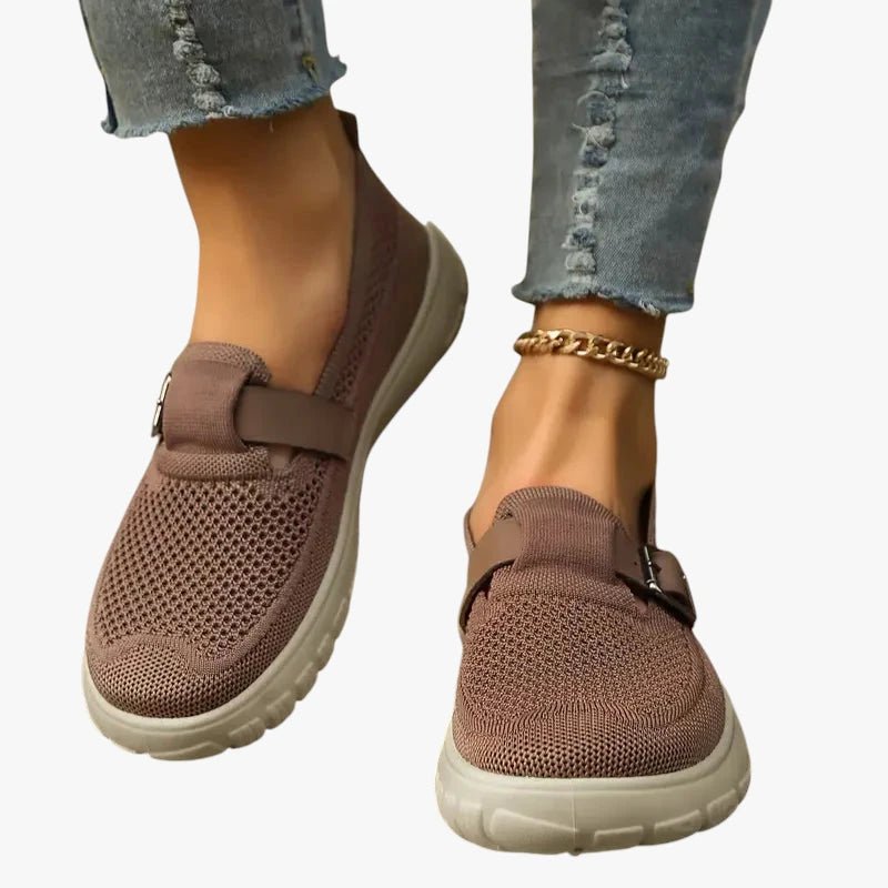 Women's Orthopedic Mesh Slip-On Sneakers with Arch Support - Brun
