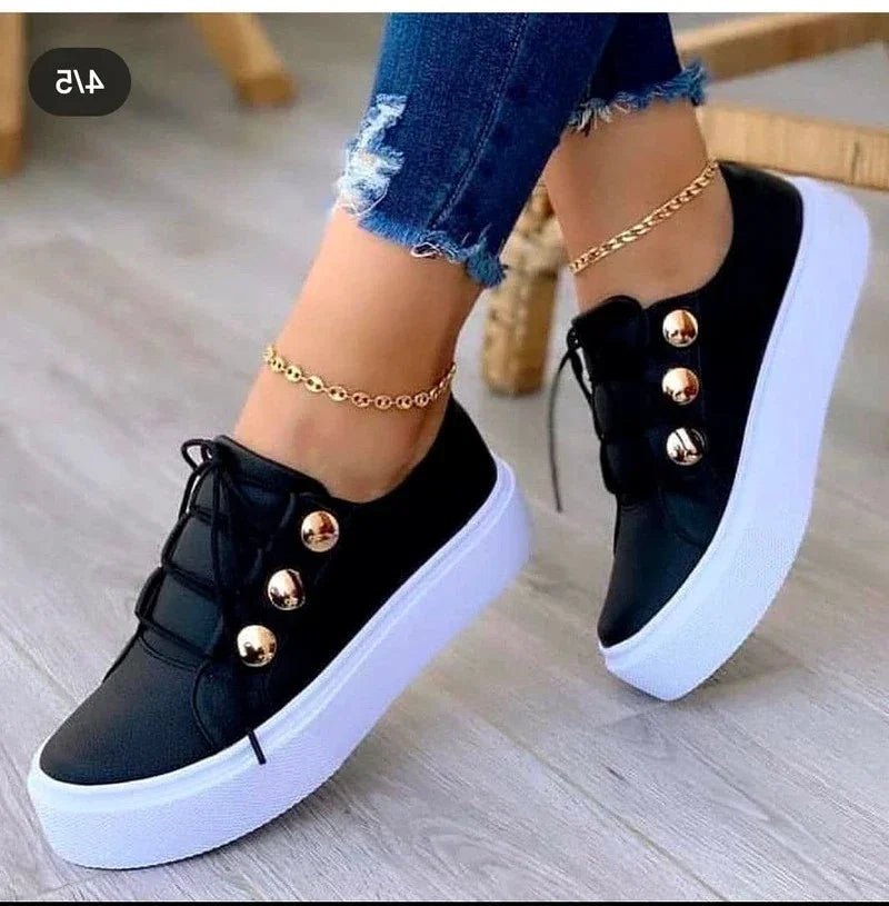 Women's Orthopedic Platform Lace-Up Studded Sneakers