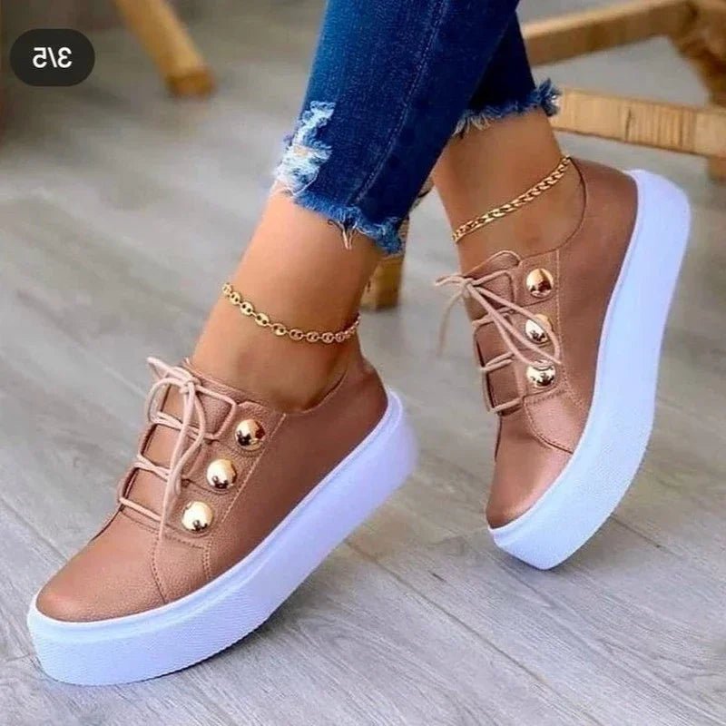 Women's Orthopedic Platform Lace-Up Studded Sneakers
