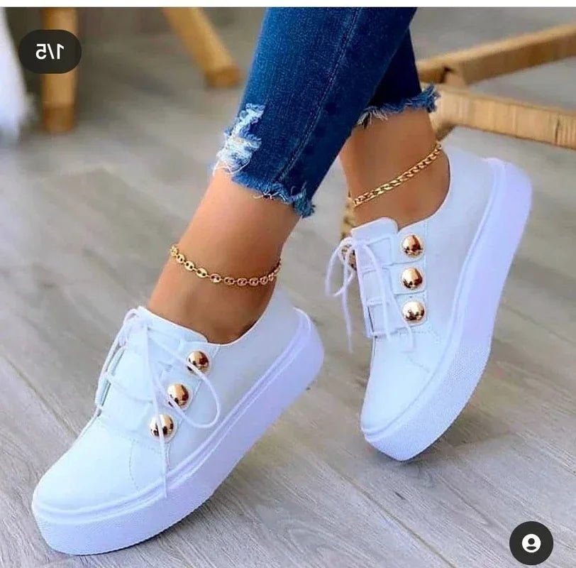 Women's Orthopedic Platform Lace-Up Studded Sneakers
