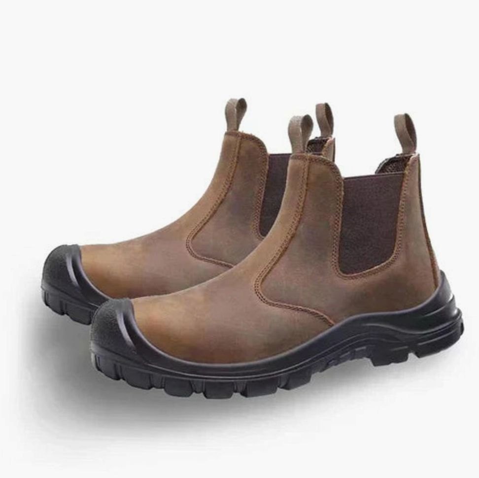 Women's Orthopedic Slip-On Chelsea Safety Work Booties - Brown