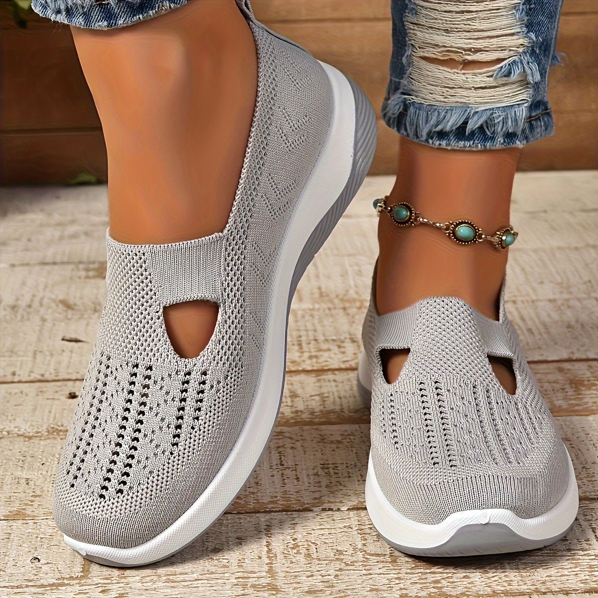 Women's Orthopedic Slip-On Comfortable Sandals Knit Sneakers - Gray