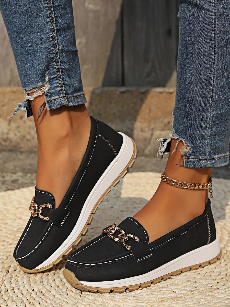 Women's Orthopedic Slip-On Gold-Bit Loafers Non-Slip Flat