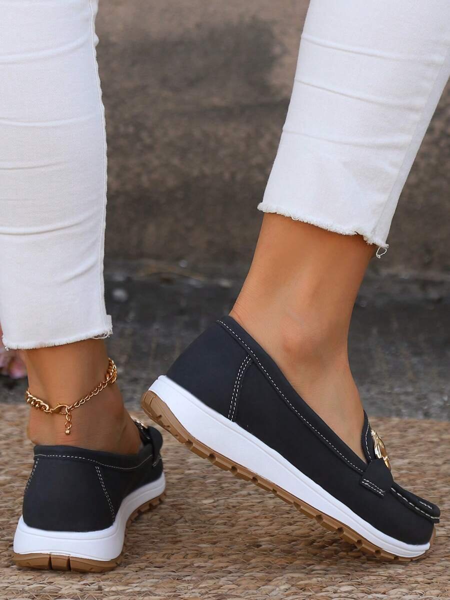 Women's Orthopedic Slip-On Gold-Bit Loafers Non-Slip Flat