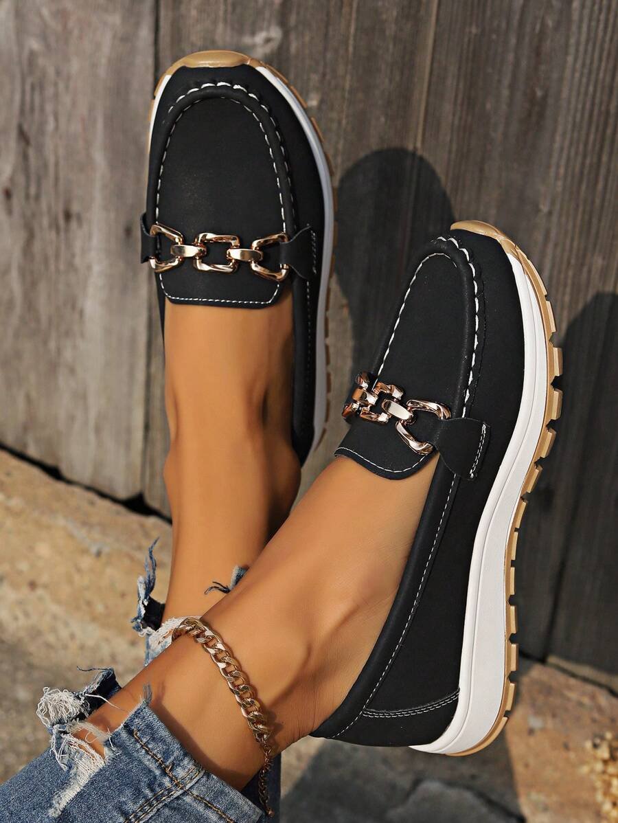 Women's Orthopedic Slip-On Gold-Bit Loafers Non-Slip Flat