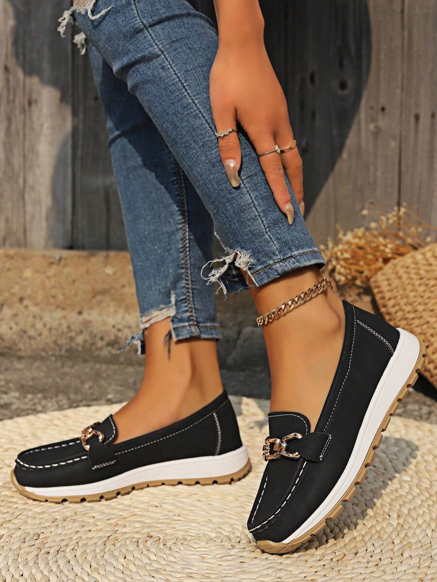 Women's Orthopedic Slip-On Gold-Bit Loafers Non-Slip Flat