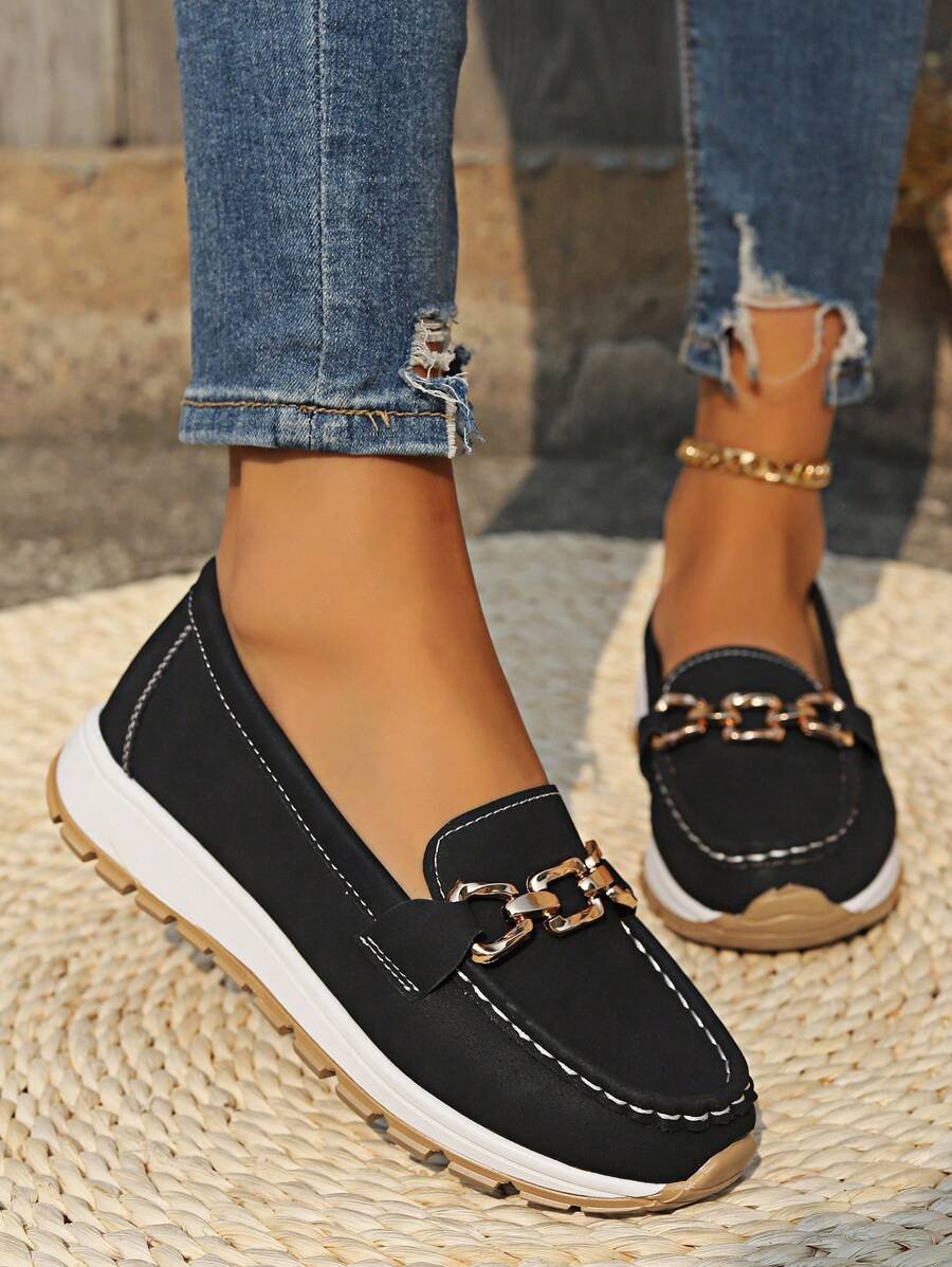 Women's Orthopedic Slip-On Gold-Bit Loafers Non-Slip Flat