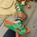 Women's Orthopedic Wedge Slip-On Cutout Sandals - Green