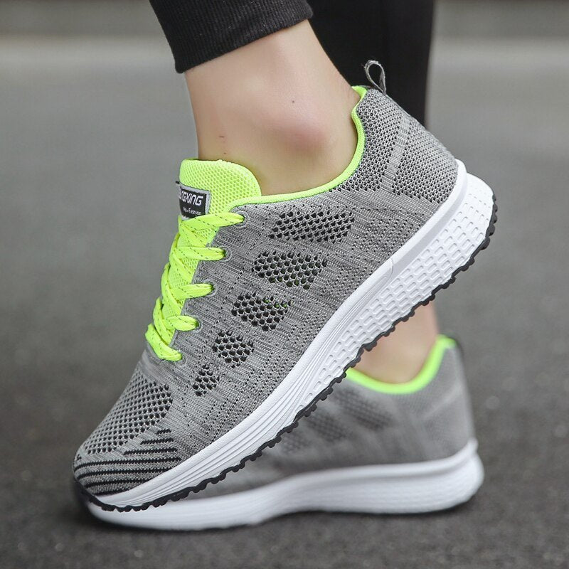 Women's Orthopedic Wide-Toe-Box Breathable Mesh Lace-Up Sneakers - Green