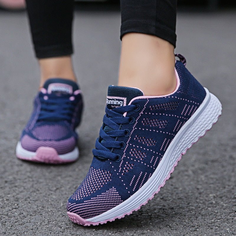 Women's Orthopedic Wide-Toe-Box Breathable Mesh Lace-Up Sneakers - Blue