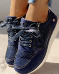 Women's Orthopedic Wide Toe Box Lace-Up Bunion Sneakers - Blue