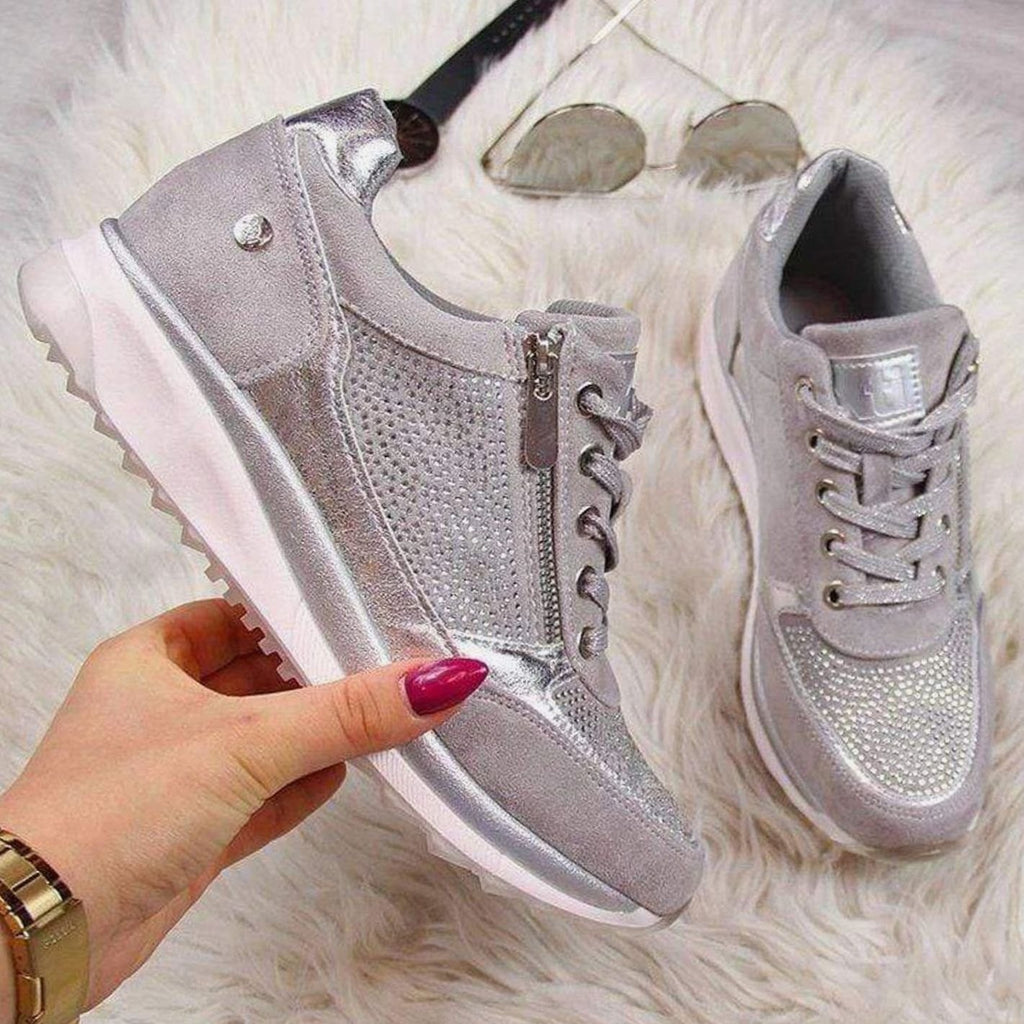 Women's Orthopedic Wide Toe Box Lace-Up Bunion Sneakers - Gray