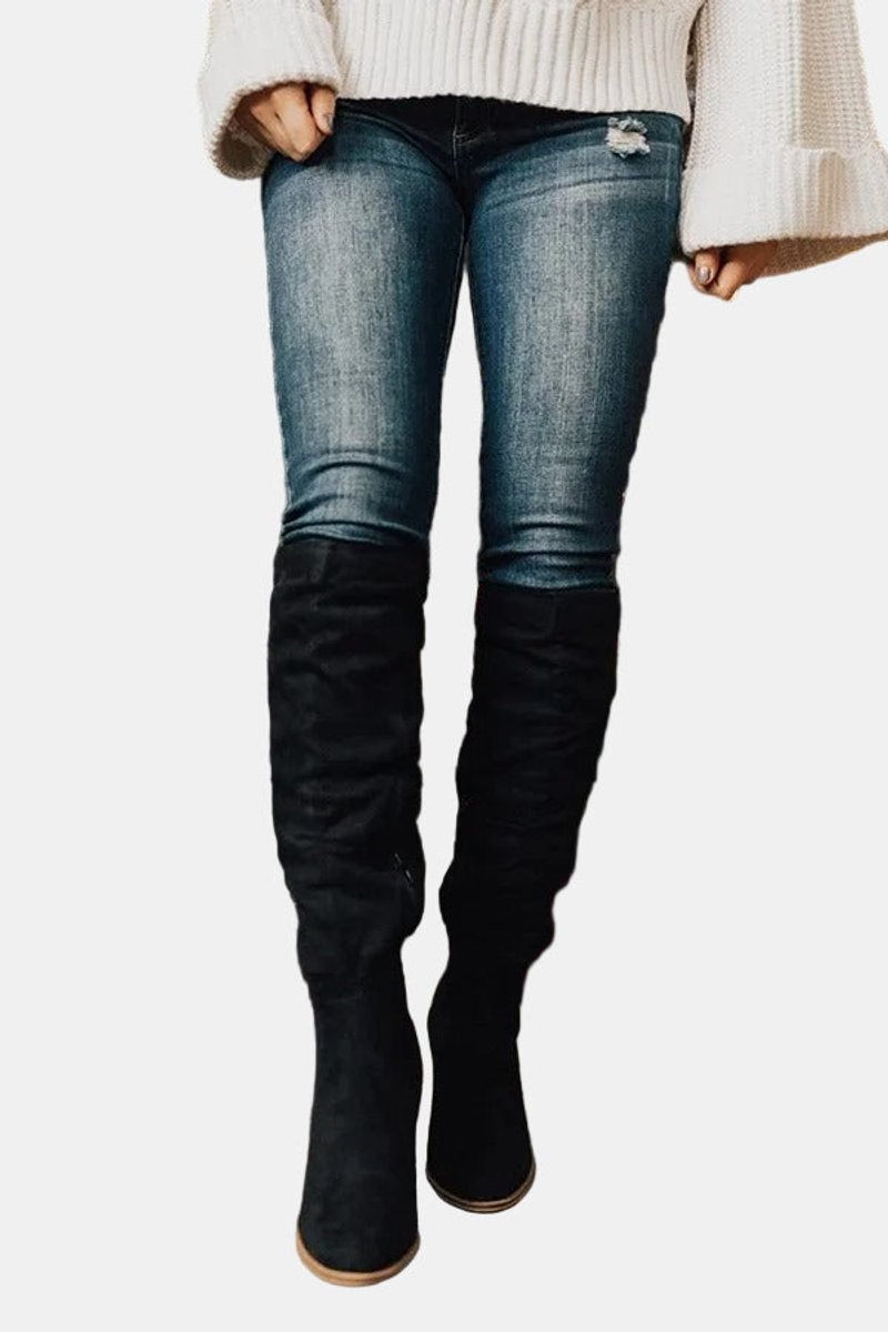 Women's Over-the-Knee Block-Heel Slouchy Ankle Boots