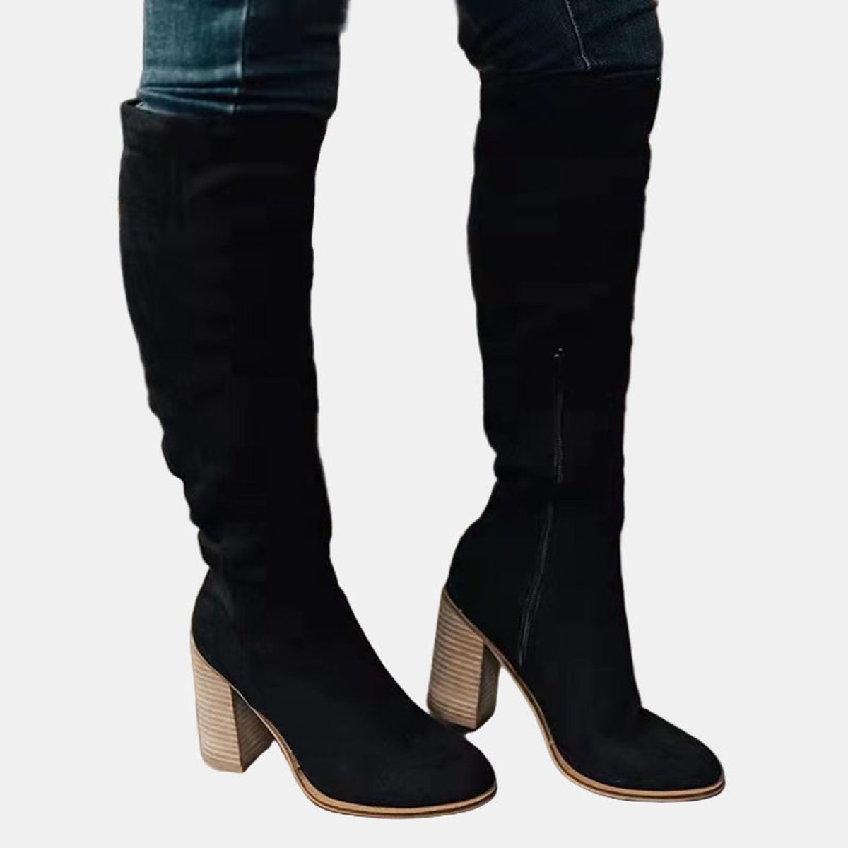 Women's Over-the-Knee Block-Heel Slouchy Ankle Boots